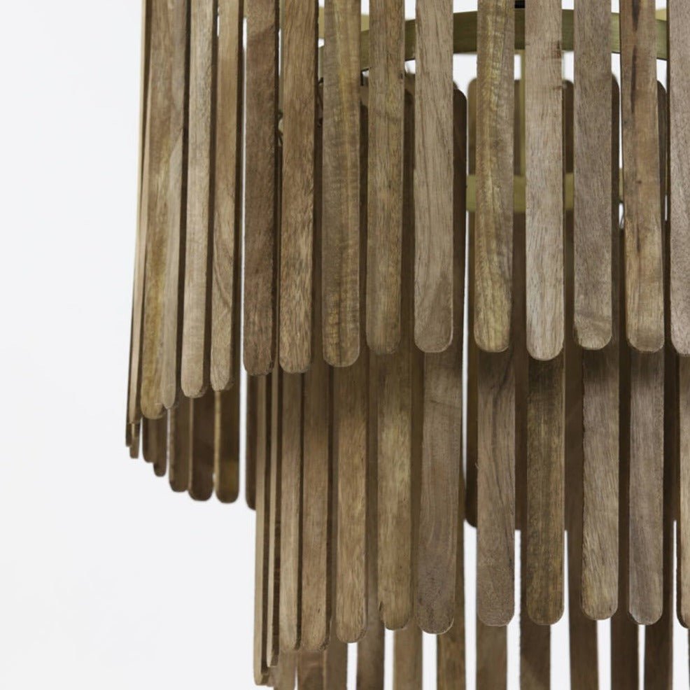 Small Modern Dark Wooden Chandelier Style Hanging Lamp - 2950464 - Uneeka